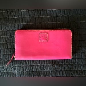 Dooney and Bourke Florentine Large Zip Around Wristlet Fuchsia